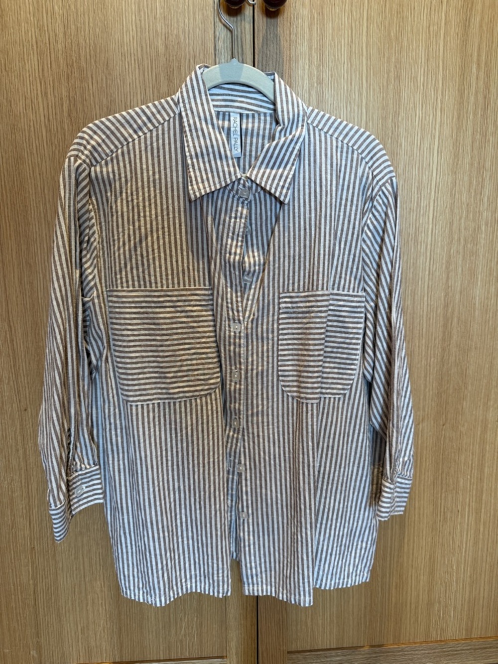 Rachel Pally Striped Button-Down Shirt - Taupe & White